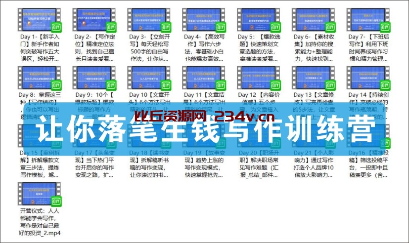 0基础提笔开写教程 21课落笔生钱写作训练营 在家躺赚副业