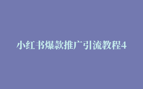 小红书爆款推广引流教程4.0 手把手带你玩转小红书