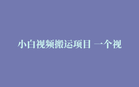 小白视频搬运项目 一个视频10元 日赚无上限