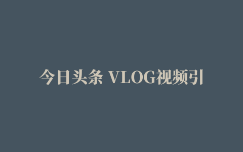 今日头条 VLOG视频引流教程 每天30分钟 每日流量10-1000粉