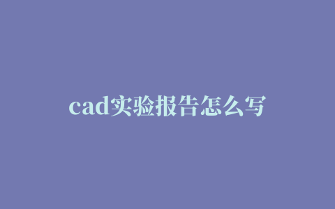 cad实验报告怎么写