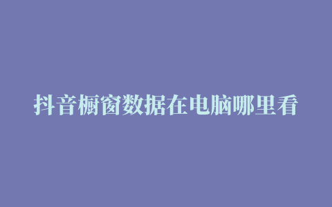 抖音橱窗数据在电脑哪里看 (抖音橱窗从哪看)