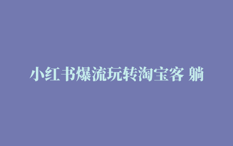 小红书爆流玩转淘宝客 躺赚月入5W+