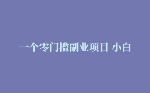 一个零门槛副业项目 小白也能月入过万