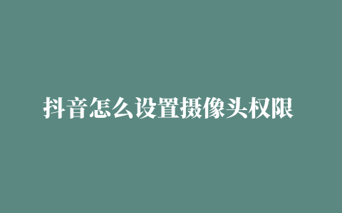 抖音怎么设置摄像头权限 抖音设置摄像头权限方法【详解】