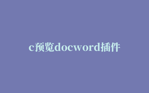 c预览docword插件的相关推荐