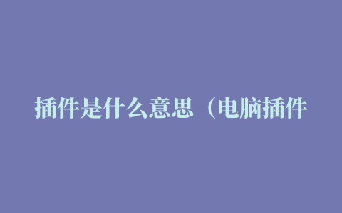 插件是什么意思（电脑插件是什么，有什么影响）