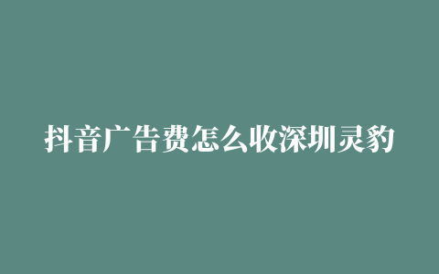 抖音广告费怎么收深圳灵豹抖音代理告诉你3种收费模式