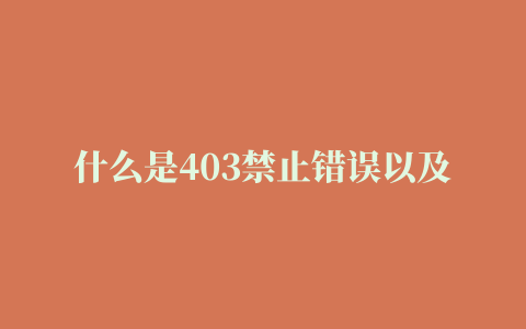 什么是403禁止错误以及如何解决它