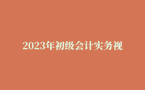 2023年初级会计实务视频教程百度云网盘下载