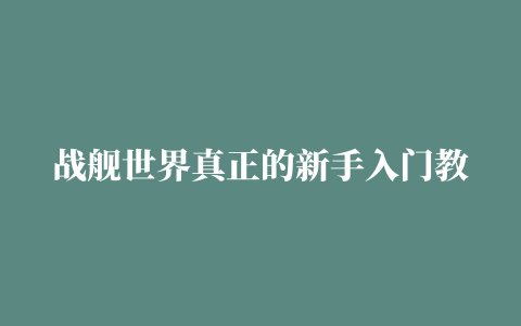 战舰世界真正的新手入门教程 超级萌新教学