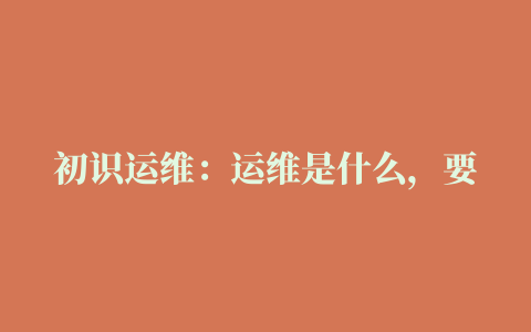 初识运维：运维是什么，要怎么做，需要掌握哪些技术