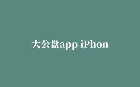 大公盘app iPhone版